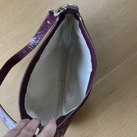 By Far Rachel Croco Embossed Leather Nutella Purple Shoulder Bag Purse $390 - Picture 4 of 7